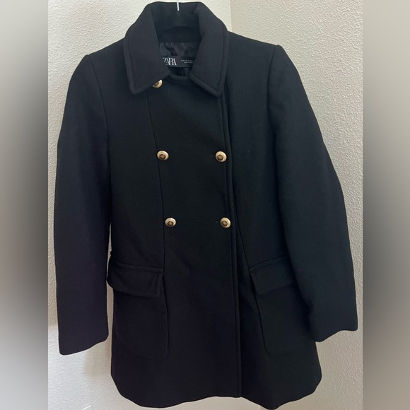 Zara black wool blend coat (pre owned) size XS - Picture 5 of 10
